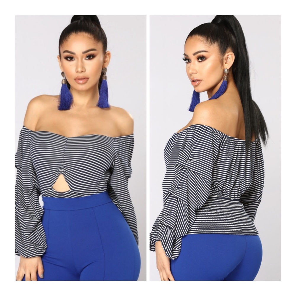 Fashionnova Striped off the shoulder top